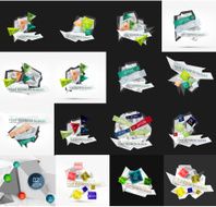 Set of light paper design option infographic banner templates N15