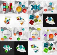 Set of light paper design option infographic banner templates N16