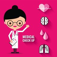 Medical check up with woman doctor characters