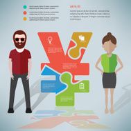 Finance puzzle businessman infographic on clean background vector