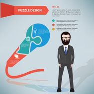 Microphone puzzle businessman infographic on clean background vector