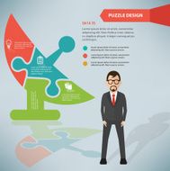 Satellite puzzle businessman infographic on clean background vector