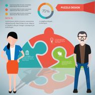Food puzzle businessman infographic on clean background vector