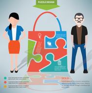 Shopping bag puzzle businessman infographic on clean background vector