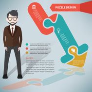 Arrow puzzle businessman infographic on clean background vector N2