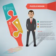 Pen puzzle businessman infographic on clean background vector
