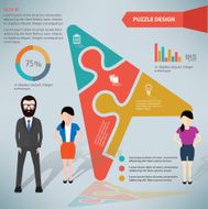 Arrow puzzle businessman infographic on clean background vector N3