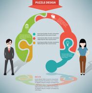 Earphone puzzle businessman infographic on clean background vector