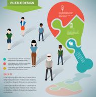 Chicken leg puzzle businessman infographic on clean background vector