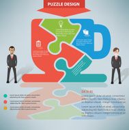 Coffee puzzle businessman infographic on clean background vector