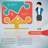 Computer puzzle businessman infographic on clean background vector