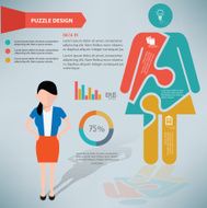Human puzzle woman infographic on clean background vector
