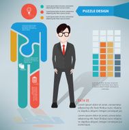 Human puzzle businessman infographic on clean background vector
