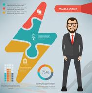 Thunder puzzle businessman infographic on clean background vector