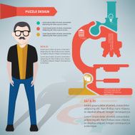 Microscope puzzle businessman infographic on clean background vector