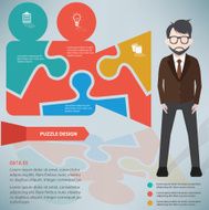 Video puzzle businessman infographic on clean background vector