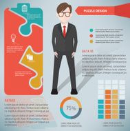 Battery puzzle businessman infographic on clean background vector