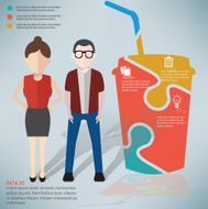 Coffee puzzle businessman infographic on clean background vector N2