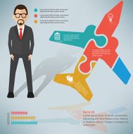 Airplane puzzle businessman infographic on clean background vector