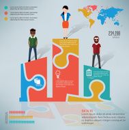 Chart puzzle businessman infographic on clean background vector N2