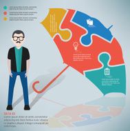 Umbrella puzzle businessman infographic on clean background vector