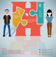 Binocular puzzle businessman infographic on clean background vector