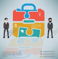 Bag puzzle businessman infographic on clean background vector