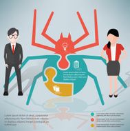 Spider puzzle businessman infographic on clean background vector