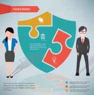 Badge puzzle businessman infographic on clean background vector