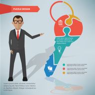Key puzzle businessman infographic on clean background vector