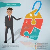 Tag puzzle businessman infographic on clean background vector