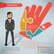 Click hand puzzle businessman infographic on clean background vector