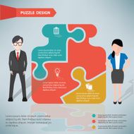 Ink puzzle businessman infographic on clean background vector
