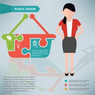 Basket puzzle woman infographic on clean background vector