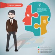 Head puzzle businessman infographic on clean background vector