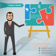 Present puzzle businessman infographic on clean background vector
