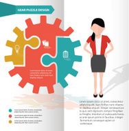 Gear puzzle woman infographic on clean background vector