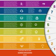 Infographic 8 colour strips and semicircle