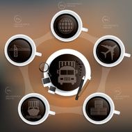 Logistic info graphic design coffee button concept clean vector