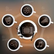 Media info graphic design coffee button concept clean vector