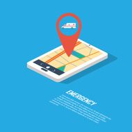 Emergency infographic template with location pin for gps Smartphone technology