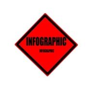 Infographic black stamp text on red background