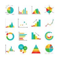 Set of business marketing dot bar pie charts diagrams graphs