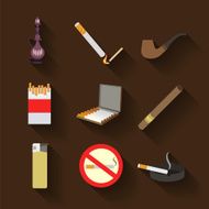 Smoking and accessories icons set N2