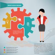 Gear puzzle woman infographic on clean background vector N2