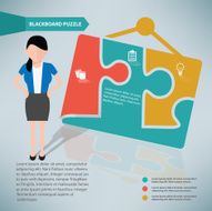 Blackboard puzzle woman infographic on clean background vector
