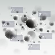 Three dimensional glowing steel spheres gray background Abstract molecules design