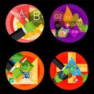 Set of flat design circle option infographics concepts N58
