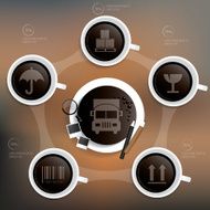 Logistic delivery info graphic design coffee concept on clean background