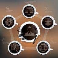 Businessman info graphic design coffee concept on clean background
